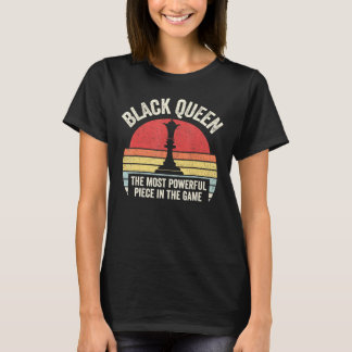 T-shirt Retro Black Queen Les échecs les plus puissants Am