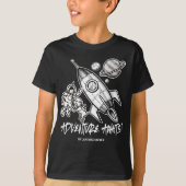 T-shirt Retro Black White Space Voyage fusée Astronaut T-- (Devant)