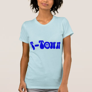 T-shirt Rétro bleu génial de paix de "T-ville" (par blanc