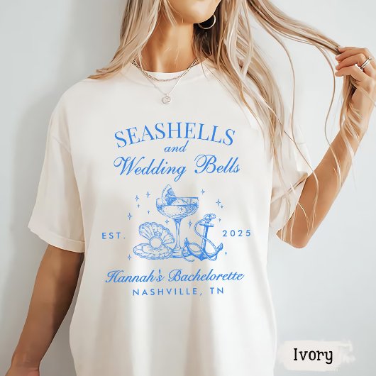 T-shirt Retro Blue Coquillages & Cloches de Mariage Enterr