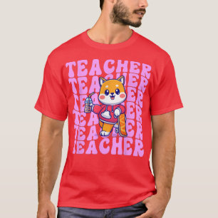 T-shirt Retro Boba Tea Professeur Cute Shiba Retour À L'Éc