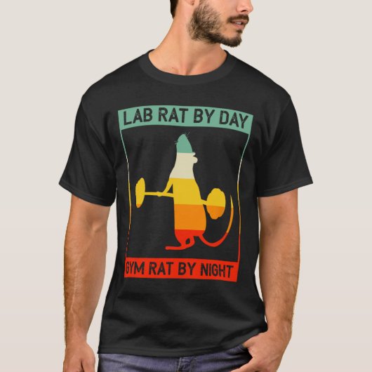 T-shirt Retro Bodybuilding Lab Rat By Day Gym Rat By Night (Devant)