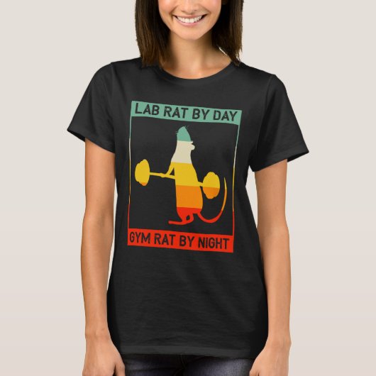 T-shirt Retro Bodybuilding Lab Rat By Day Gym Rat By Night (Devant)
