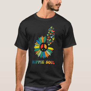 T-shirt Retro Boho Vintage Coeur Daisy Paix Sign Love Hip