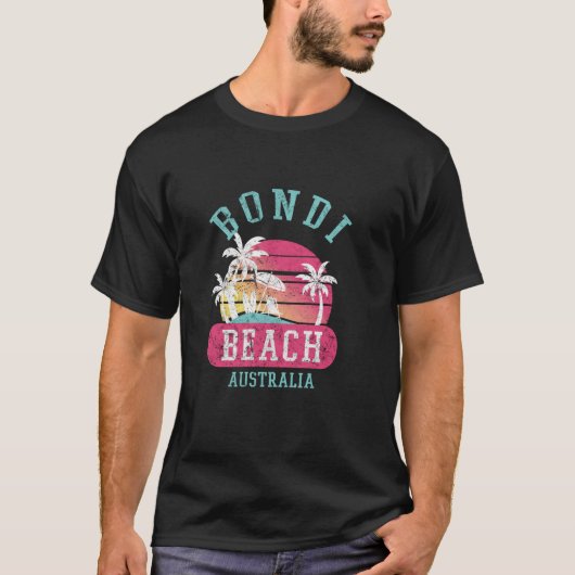 T-shirt Retro Bondi Beach Australie Distressed Graphisme D (Devant)