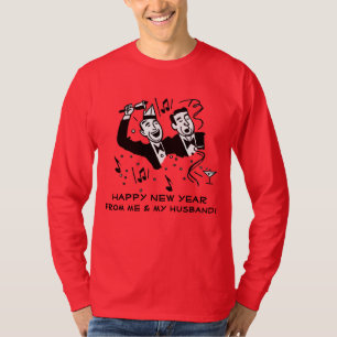 T-shirt Rétro "bonne année gaie de moi et de mon mari "