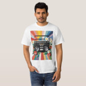 T-shirt Retro Boombox With Rainbows And Flowers (Devant entier)