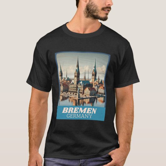 T-shirt Retro Bremen Skyline  (Devant)
