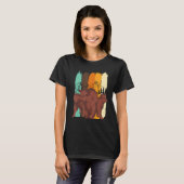 T-shirt Retro Brown Ours Forêt Animaux Nature Arbres Ours (Devant entier)