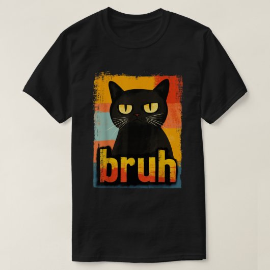 T-shirt Retro Bruh Chat Drôle Mème Design (Design devant)