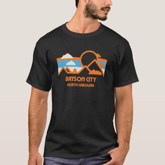 T-shirt Retro Bryson City North Carolina Mountain Range Su (Devant)