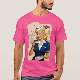 T-shirt Retro Cafee Lady Vintage Blonde Air Hostals Art