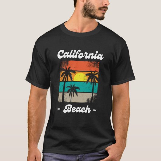 T-shirt Retro California Beach Sunset Art (Devant)
