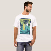 T-shirt Retro California Surboards Art - Summer Coastline (Devant entier)