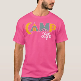 T-shirt Retro Camp Life Outdoor Camping Mountain Randonnée