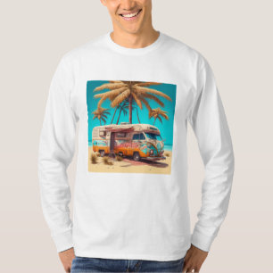 T-shirt Rétro camping-car et palmiers