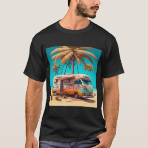 T-shirt Rétro camping-car et palmiers