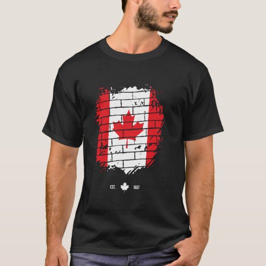 T-shirt Rétro Canada Feuille d'érable Drapeau du Canada ÉT (Devant)