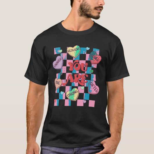 T-shirt Retro Candy Heart Enseignant Valentine's Day Vous  (Devant)