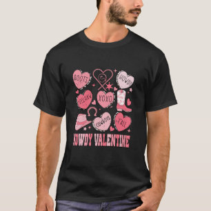 T-shirt Retro Candy Heart Howdy Valentines Day Cowgirl Wes