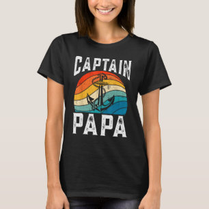 T-shirt Rétro Capitaine Papa Pontoon Lac Pêche Voilier Boa