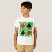 T-shirt Retro Card Suits Vibrant Red and Black (Devant entier)