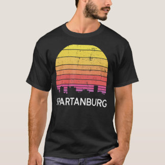 T-shirt Retro Caroline du Sud Ville Spartanburg Skyline Vi