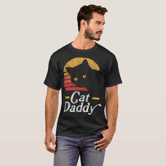 T-shirt Retro Cat Daddy Black Cat Design (Devant entier)
