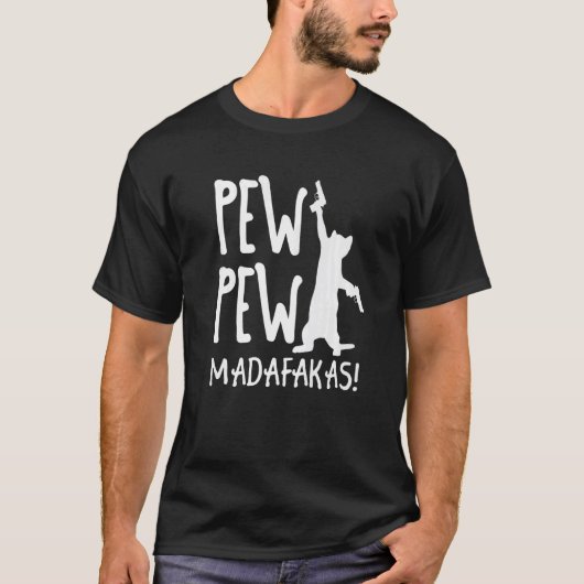 T-shirt Retro Cat Pew Pew Madafakas Chatons Fou Chats (Devant)