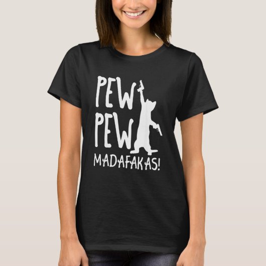 T-shirt Retro Cat Pew Pew Madafakas   Crazy Kitten Cats   (Devant)