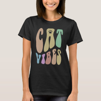 T-shirt Rétro CAT VIBES Pws Humour animal de compagnie mam