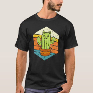 T-shirt Retro Catcus Cactus Chat Plante Homme Femme Jardin