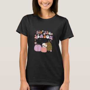 T-shirt Retro C'Est La Saison Citrouille Halloween Crâne P