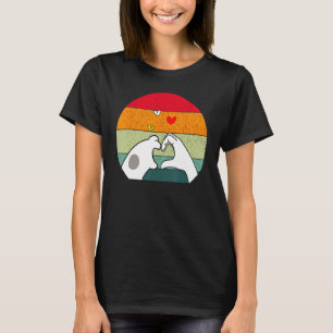 T-shirt Retro Chat Love Chat Paw et la main humaine dans l
