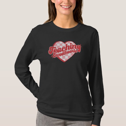 T-shirt Retro Checkered Teaching Sweethearts Happy Valenti (Devant)