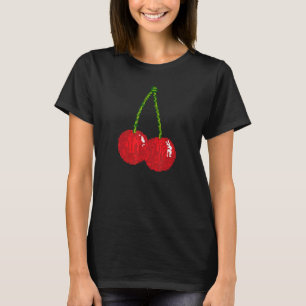 T-shirt Retro Cherry Fruit Pixel 8 bits jeu vidéo Red Cher