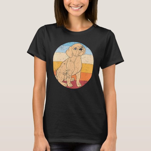 T-shirt Retro Chien Cute Animal Puggle (Devant)