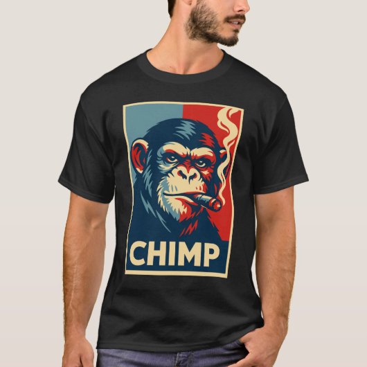 T-shirt Retro Chimp smoking Cigar Poster (Devant)