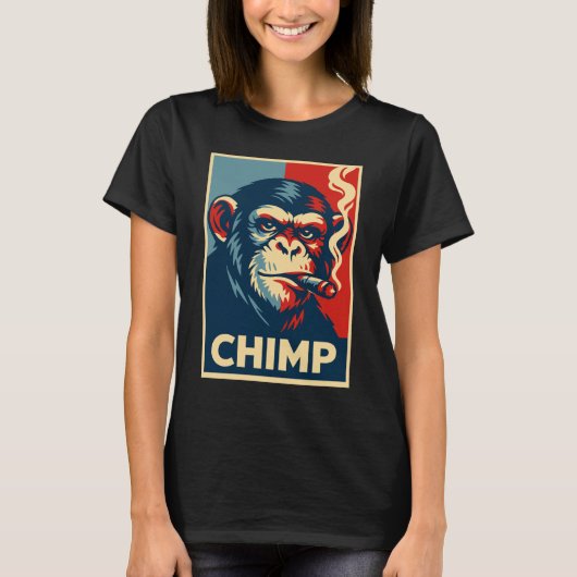 T-shirt Retro Chimp smoking Cigar Poster (Devant)