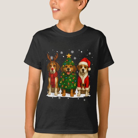 T-shirt Retro Christmas Beagle Santa Reindeer Dog Lover (Devant)