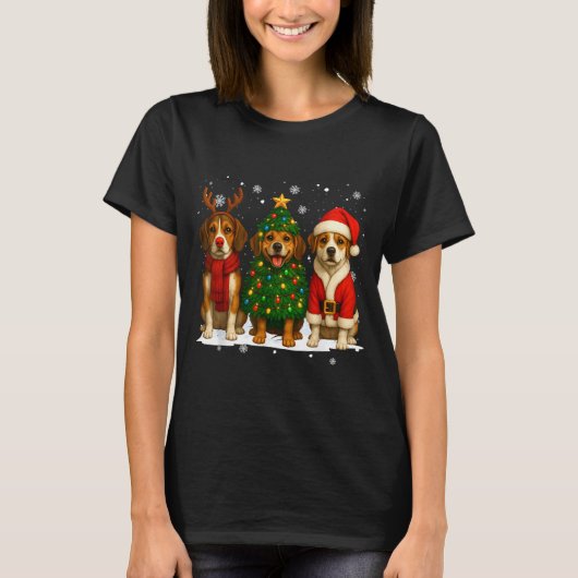 T-shirt Retro Christmas Beagle Santa Reindeer Dog Lover (Devant)