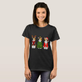 T-shirt Retro Christmas Calico Cat Santa Reindeer (Devant entier)