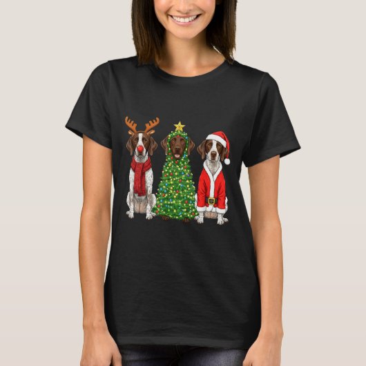 T-shirt Retro Christmas German Shorthaired Inter Santa Rei (Devant)