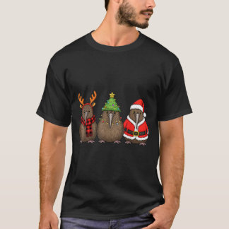 T-shirt Retro Christmas Kiwi Bird Santa Reindeer 