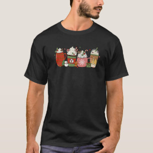 T-shirt Retro Christmas Latte Coffee Coupe Correspondant F