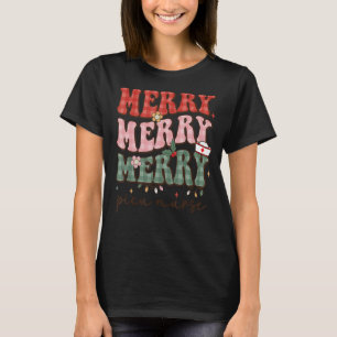 T-shirt Retro Christmas Nurse Joyeux PICU Nurse Pédiatriqu