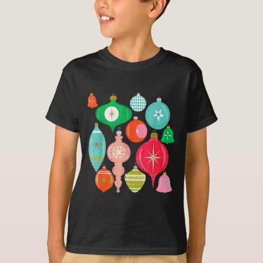 T-shirt Retro Christmas Ornaments Mid Century Modern (Devant)
