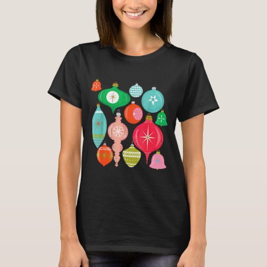 T-shirt Retro Christmas Ornaments Mid Century Modern (Devant)
