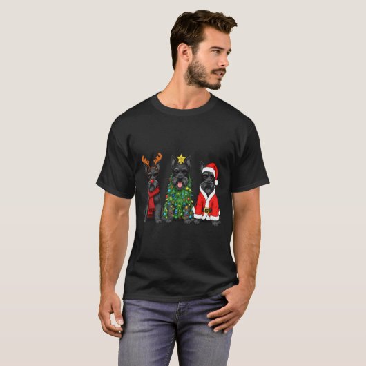 T-shirt Retro Christmas Scottierrier Santa Reindeer Dog Lo (Devant entier)