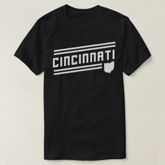 T-shirt Retro Cincinnati City Stripes White Ohio Map Outli (Design devant)